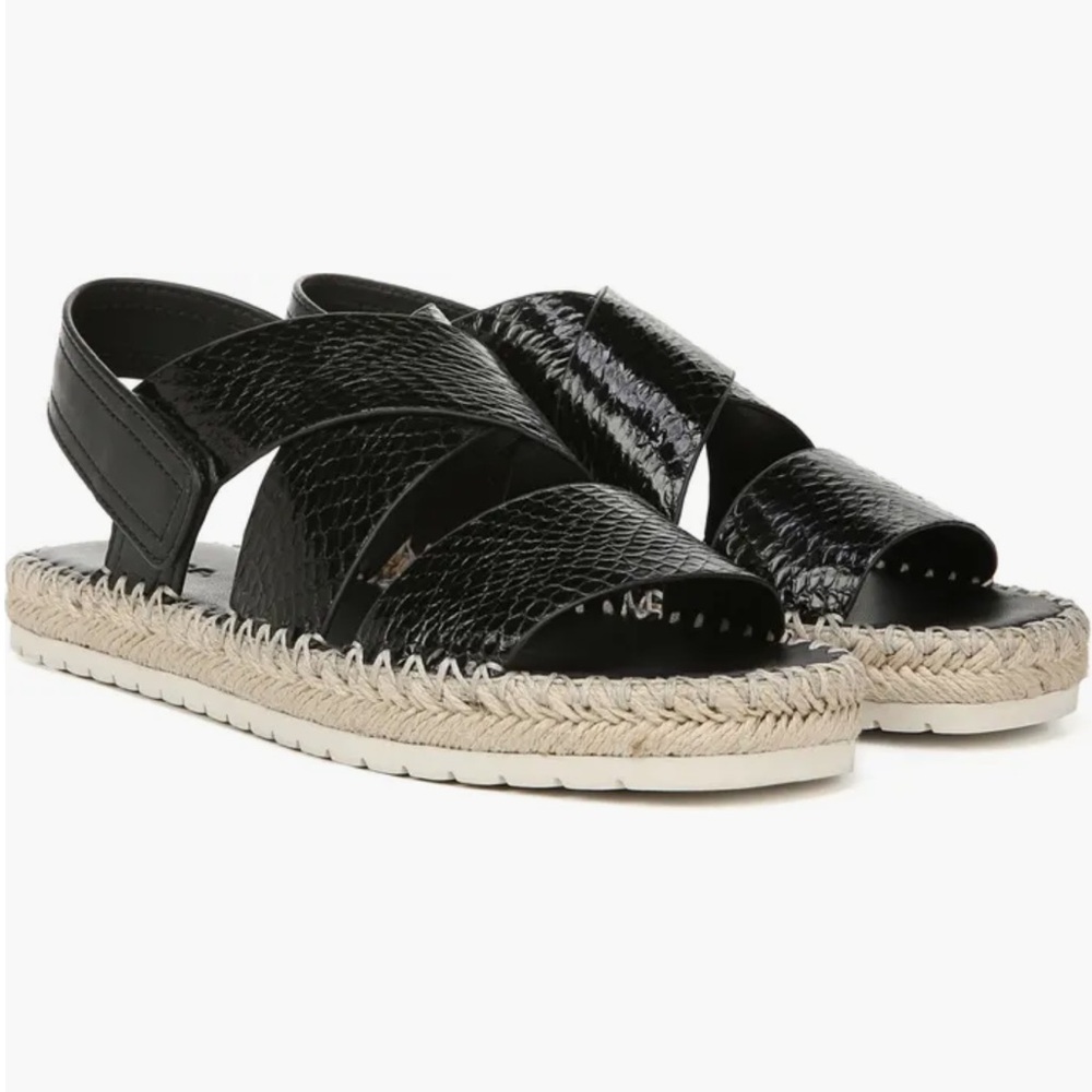 VINCE
Tenison Snakeskin-Embossed Leather Espadrille Sandals Size 7.5